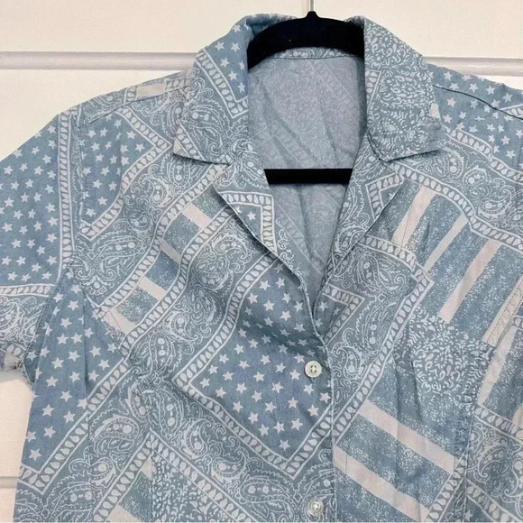 Calvin Klein Jeans Crop/Tie Top Print & Button Down Blue Medium - Picture 5 of 10